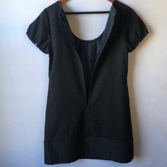 GAP Dress Size 4 Wool Blend Short Sleeves Dark Gray Sheath Dress With Ru… - Picture 6 of 8